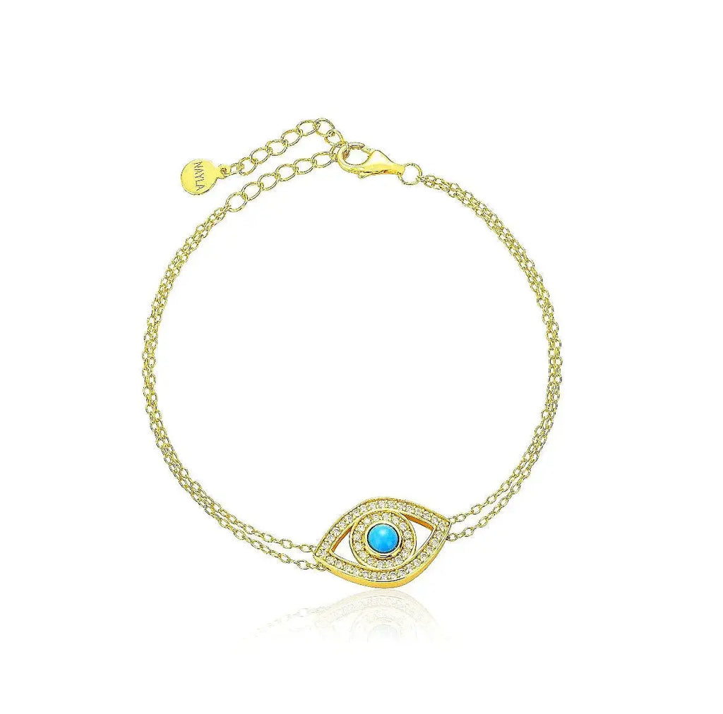 Turquoise Eye Cz Diamonds Bracelet Nayla Jewelry