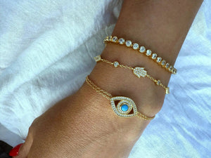 Turquoise Eye Cz Diamonds Bracelet Nayla Jewelry