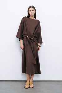 Accessory Detailed Midi Dress: Coffee / M/L NOCTURNE