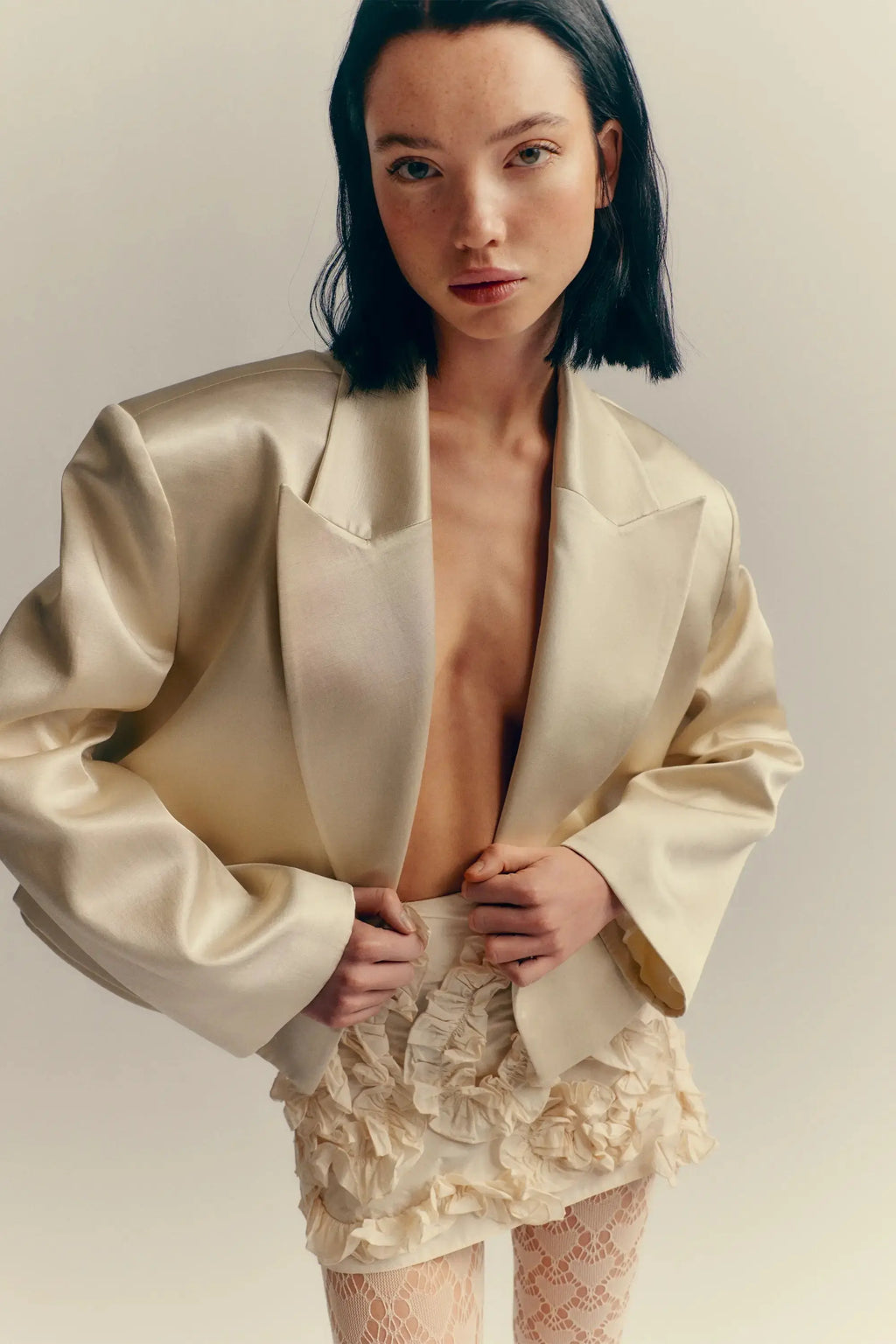 Ruffle Designed Skirt: Ecru / M NOCTURNE