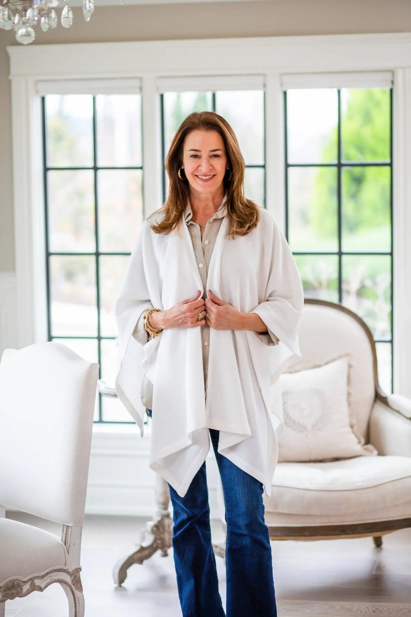 White Merino Wool Ashley Wrap Poncho