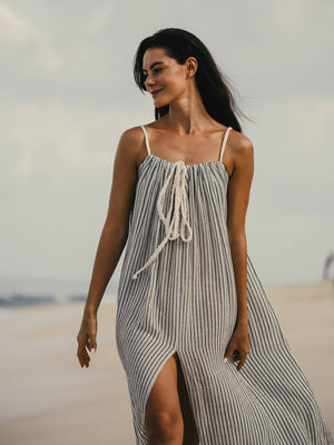 Breeze Beach Dress - Black Stripes: Black Stripes / One Size The Handloom