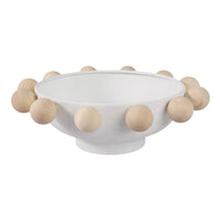 Fir Wood Metal Casual Novelty Sphere Bowl - White, 13 in. Sagebrook Home
