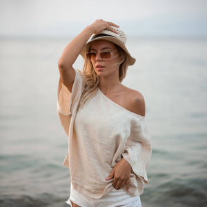 Pure Linen White Top: White Moa