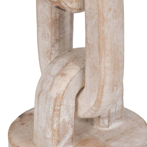 White 8 in. Wooden Abstract Chain Pillar Candle Holder Sagebrook Home