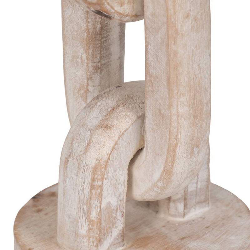 White 8 in. Wooden Abstract Chain Pillar Candle Holder Sagebrook Home