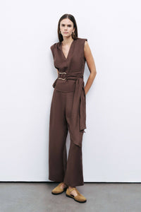 Waist Accessory Detailed Blouse: Coffee / XS NOCTURNE