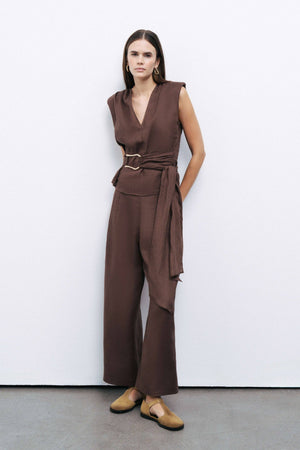 Waist Accessory Detailed Blouse: Coffee / XL NOCTURNE