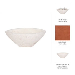 Terracotta Artisanal Tapered Rough Bowl - White, 10 in. Sagebrook Home