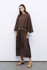 Accessory Detailed Midi Dress: Coffee / M/L NOCTURNE