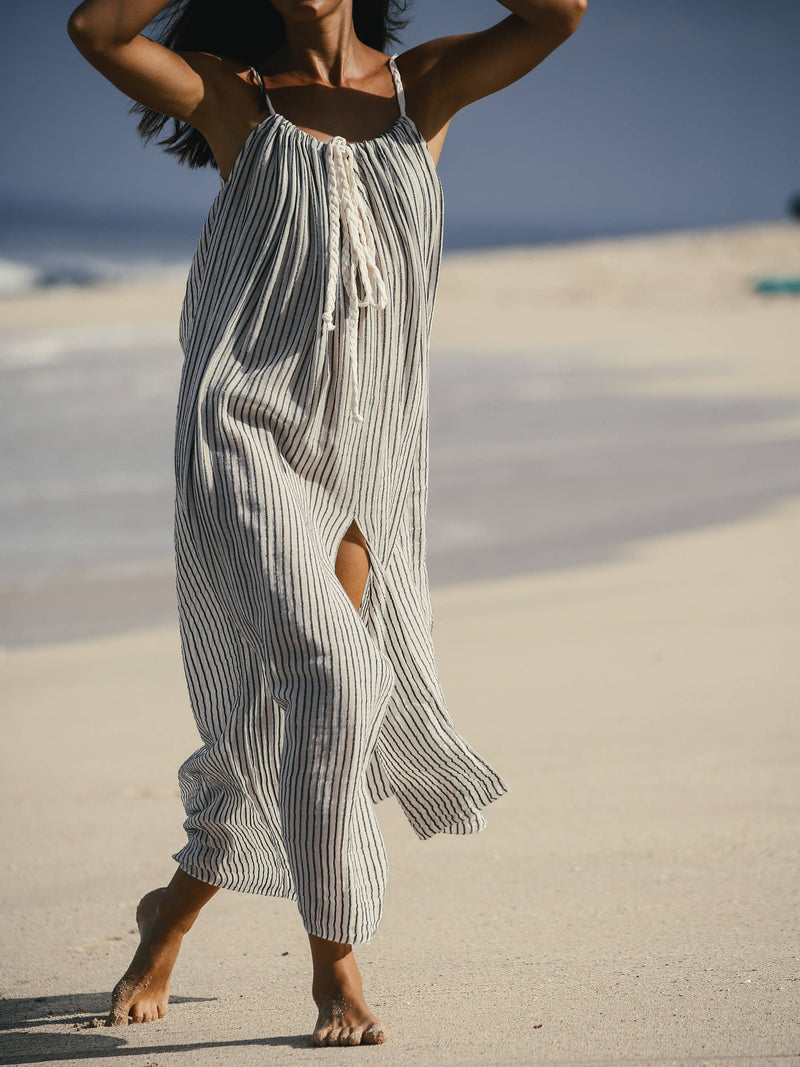 Breeze Beach Dress - Black Stripes: Black Stripes / One Size The Handloom