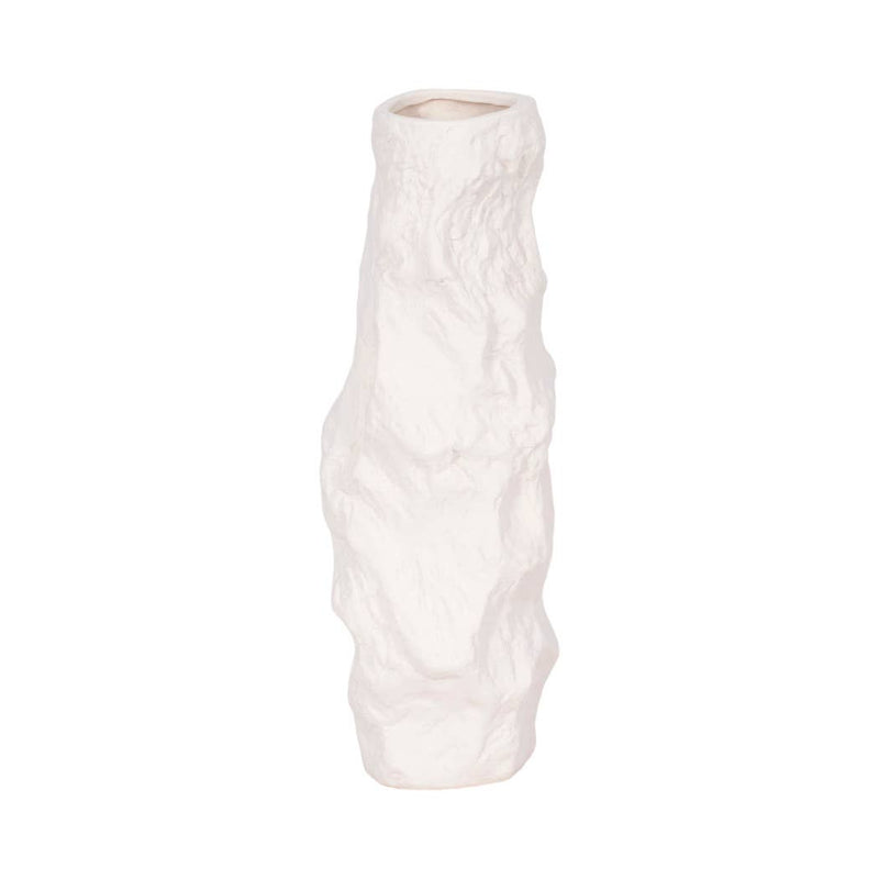Ceramic Abstract Jagged Textured Vase - White, 17 in. Sagebrook Home