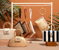 Gold Woven Straw Resort  Wristlet Clutch Pouch | Summer 2025 Soli & Sun