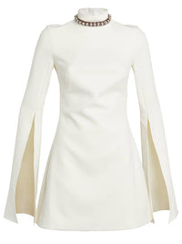 DR0104 Chic Beaded Sleeve Dress: Elegance Defined: White / English / M Productseeker