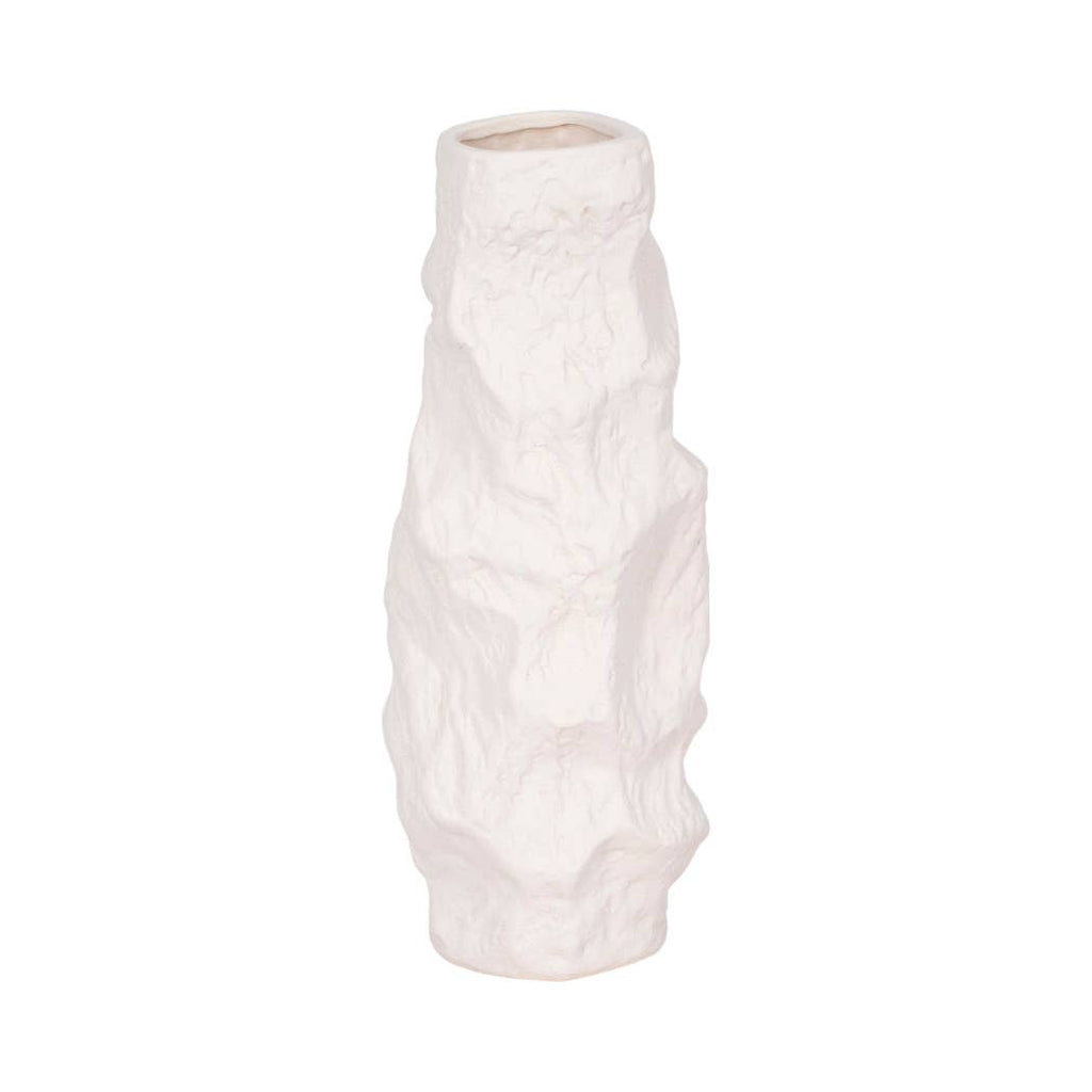 Ceramic Abstract Jagged Textured Vase - White, 17 in. Sagebrook Home