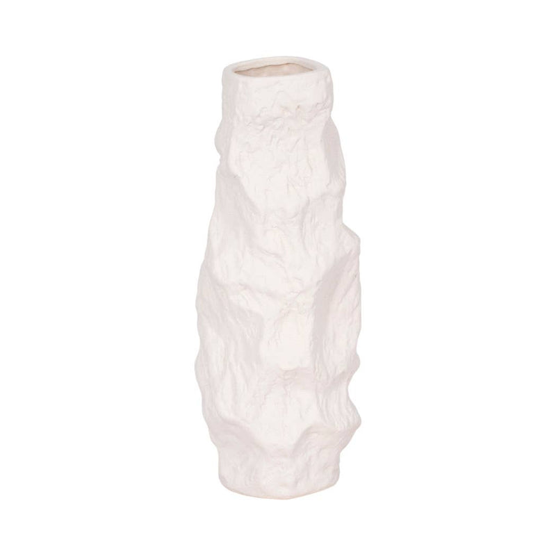 Ceramic Abstract Jagged Textured Vase - White, 17 in. Sagebrook Home
