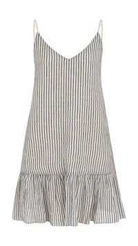 Liv Mini Ruffle Dress - Black Stripes: Black Stripes / One Size The Handloom