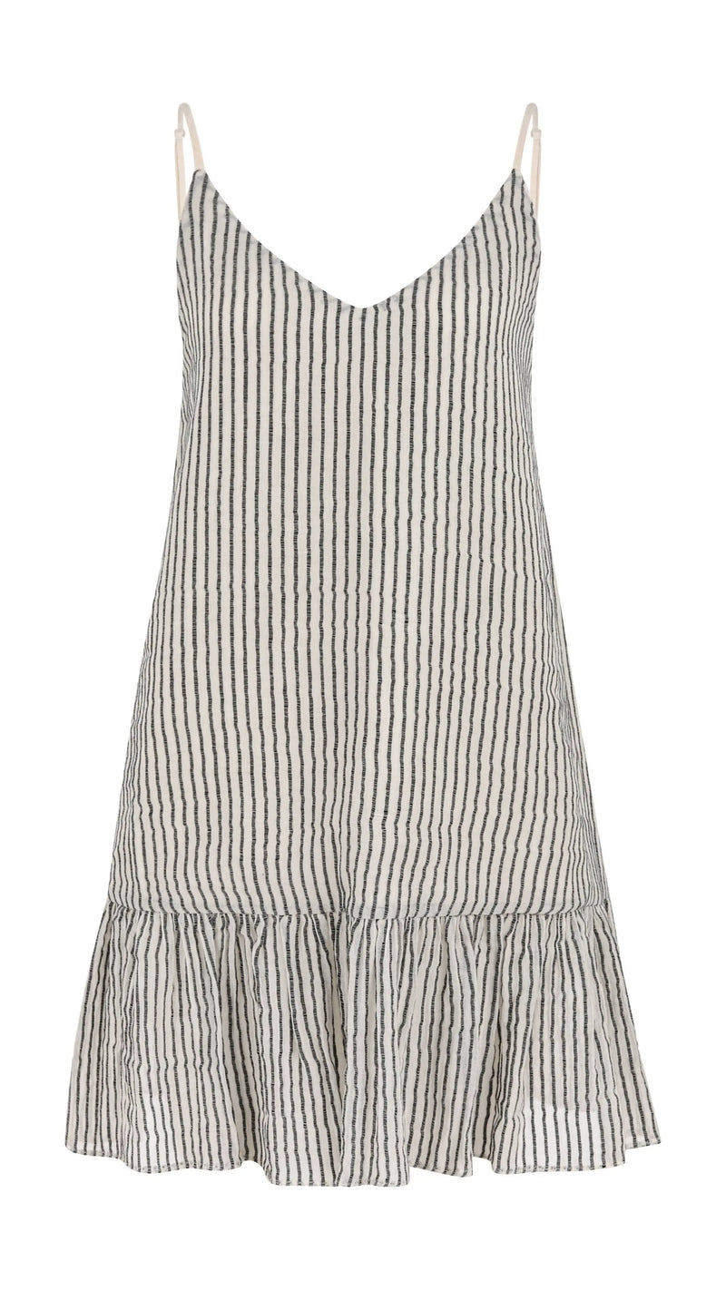 Liv Mini Ruffle Dress - Black Stripes: Black Stripes / One Size The Handloom