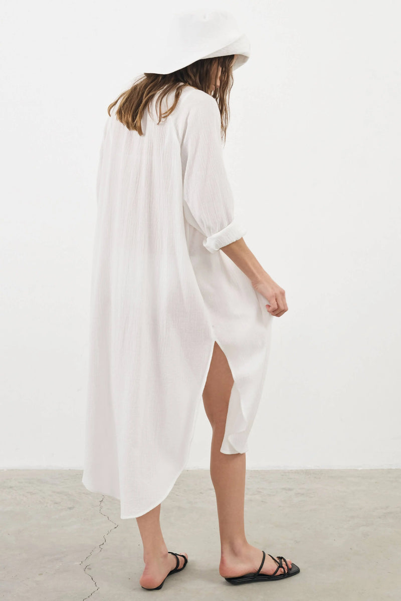 Terra Shirt Dress - White: White / One Size The Handloom