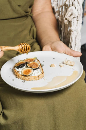 Stoneware Flat Dinner Plate | Edan 11.2": Matte Black GHARYAN Stoneware & More