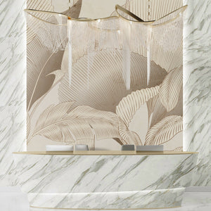 Abstract Botanical Wallpaper, Brown and Beige Wall Mural, Oversized Custom Size Wall Art, Non-Woven, Non-Adhesive, Modern Wall Paper, Removable Walloro Luxury Embossed Wallpaper