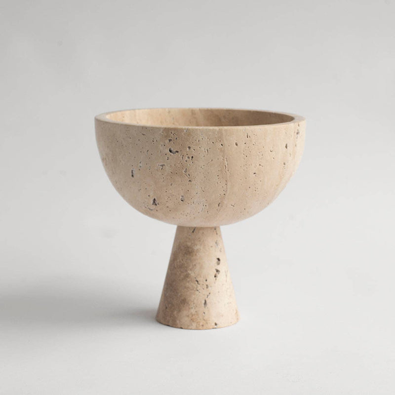 TRAVERTINE PEDESTAL BOWL: XL Kiwano Concept