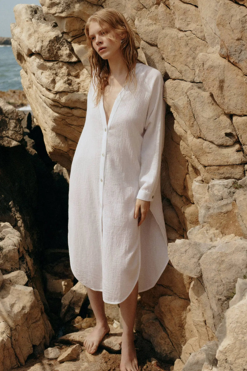 Terra Shirt Dress - White: White / One Size The Handloom