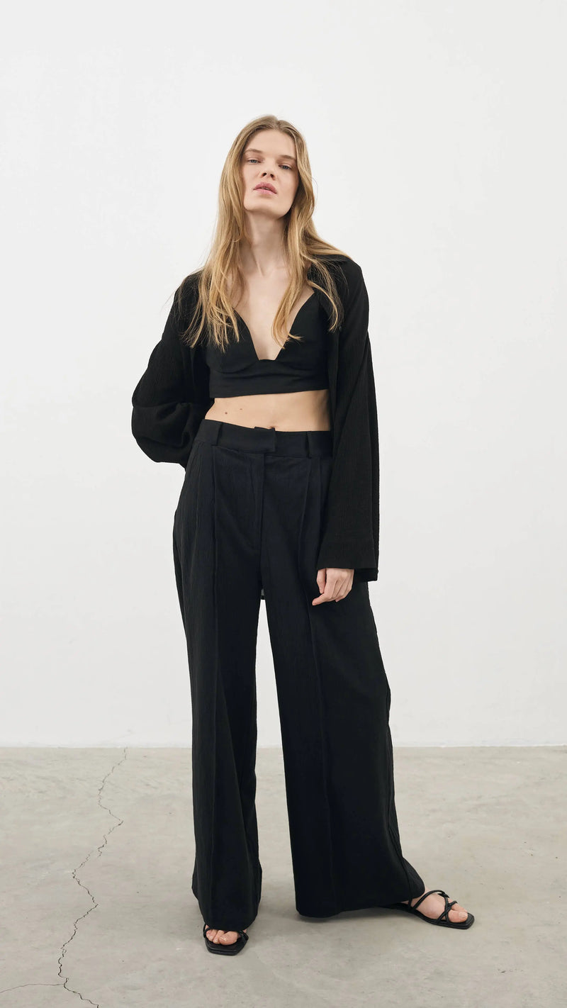 Pera Pants - Black | 100% Turkish Cotton Suit Pants Loose Fi: Small/Medium / Black The Handloom