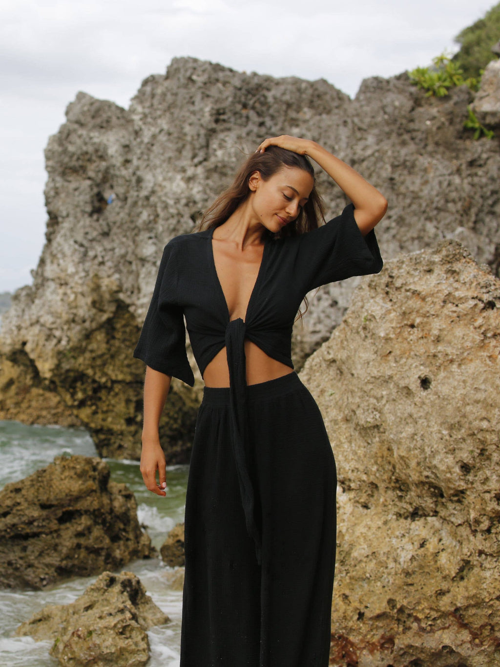 Bali Wrap Top - Black: One Size / Black The Handloom