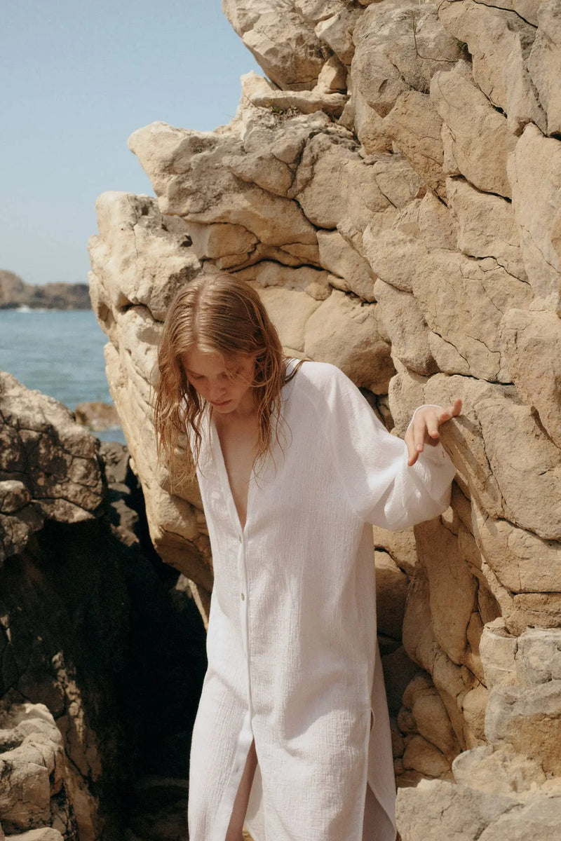 Terra Shirt Dress - White: White / One Size The Handloom