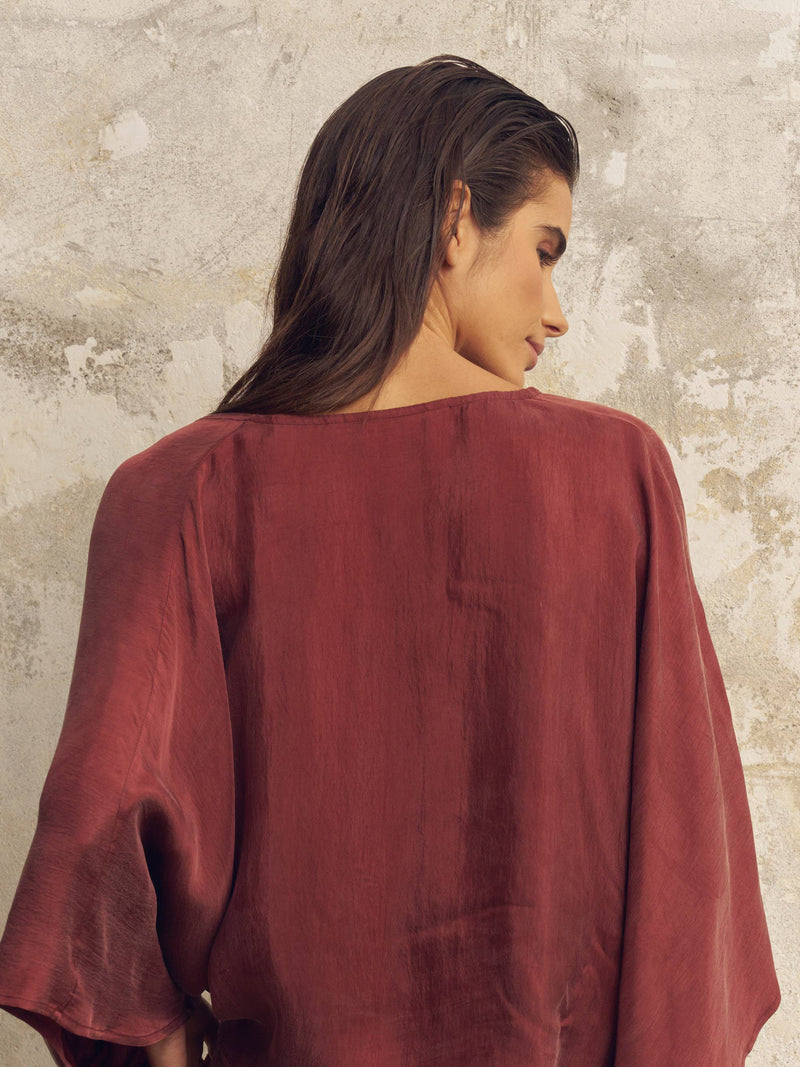 Lucid Knot Top - Burgundy: Burgundy / One Size The Handloom
