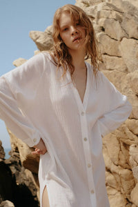 Terra Shirt Dress - White: White / One Size The Handloom