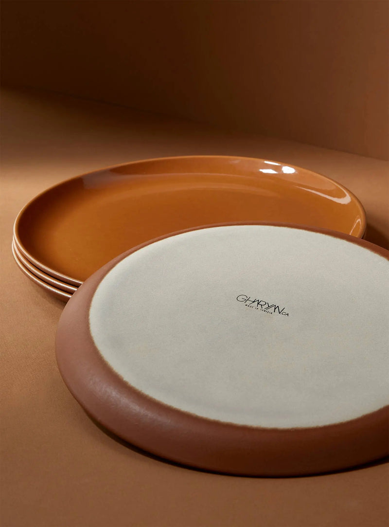 Stoneware Flat Dinner Plate | Edan 11.2": Matte Black GHARYAN Stoneware & More