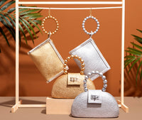 Gold Woven Straw Resort  Wristlet Clutch Pouch | Summer 2025 Soli & Sun