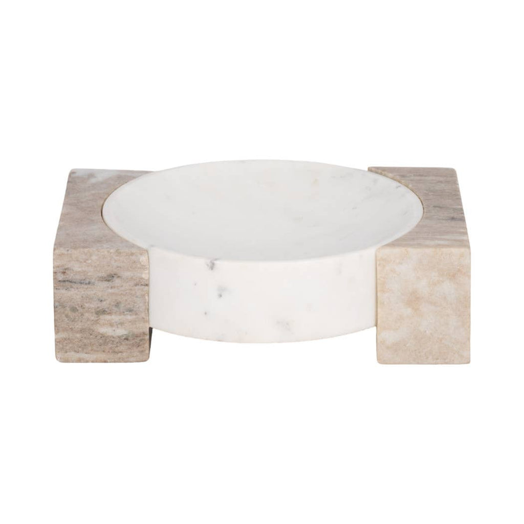 Marble Onyx Sides Decorative Bowl - White, 10 in. Sagebrook Home