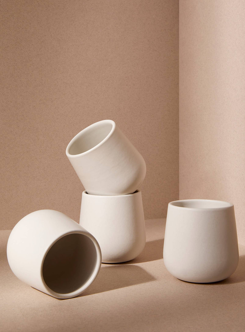 Handmade Stoneware Coffee & Tea Cup | Edan 7.5 oz: Matte Black GHARYAN Stoneware & Olive Wood Tableware