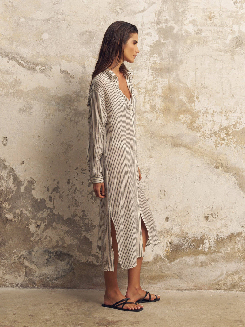 Voyage Shirt Dress - Black Stripes: Black Stripes / One Size The Handloom