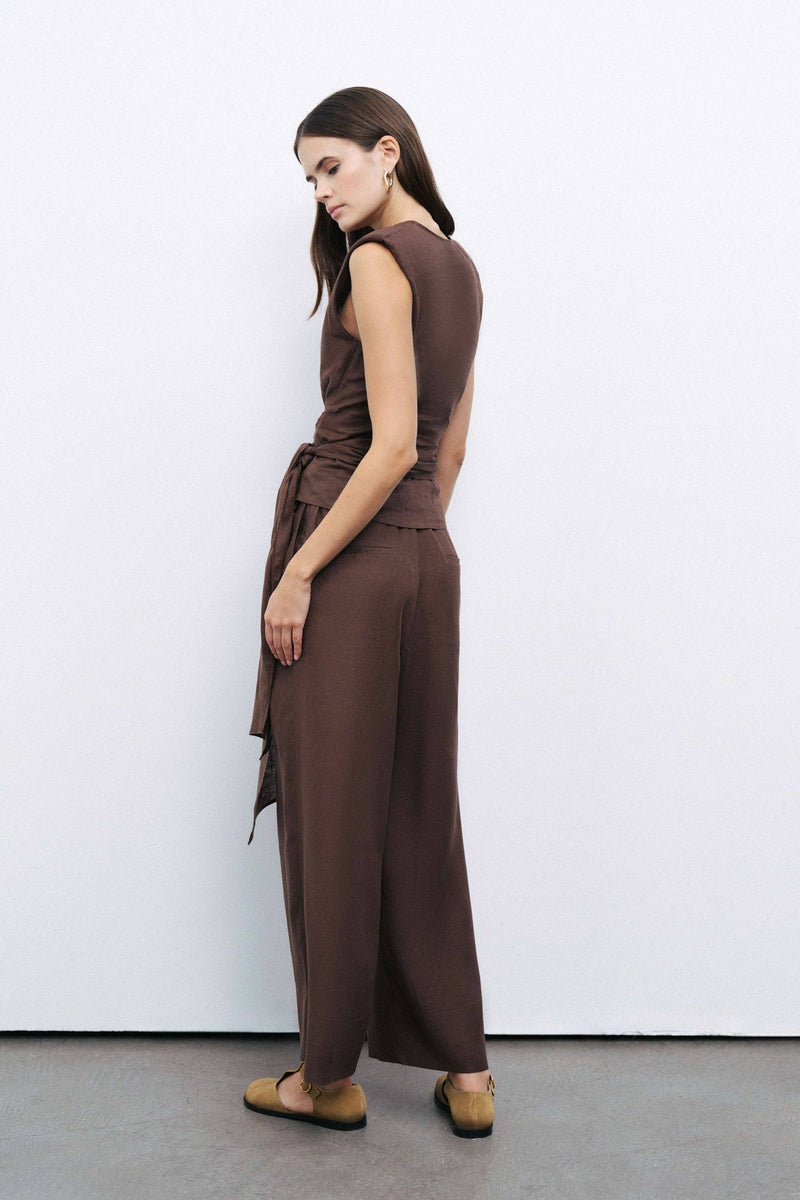 Waist Accessory Detailed Blouse: Coffee / XL NOCTURNE