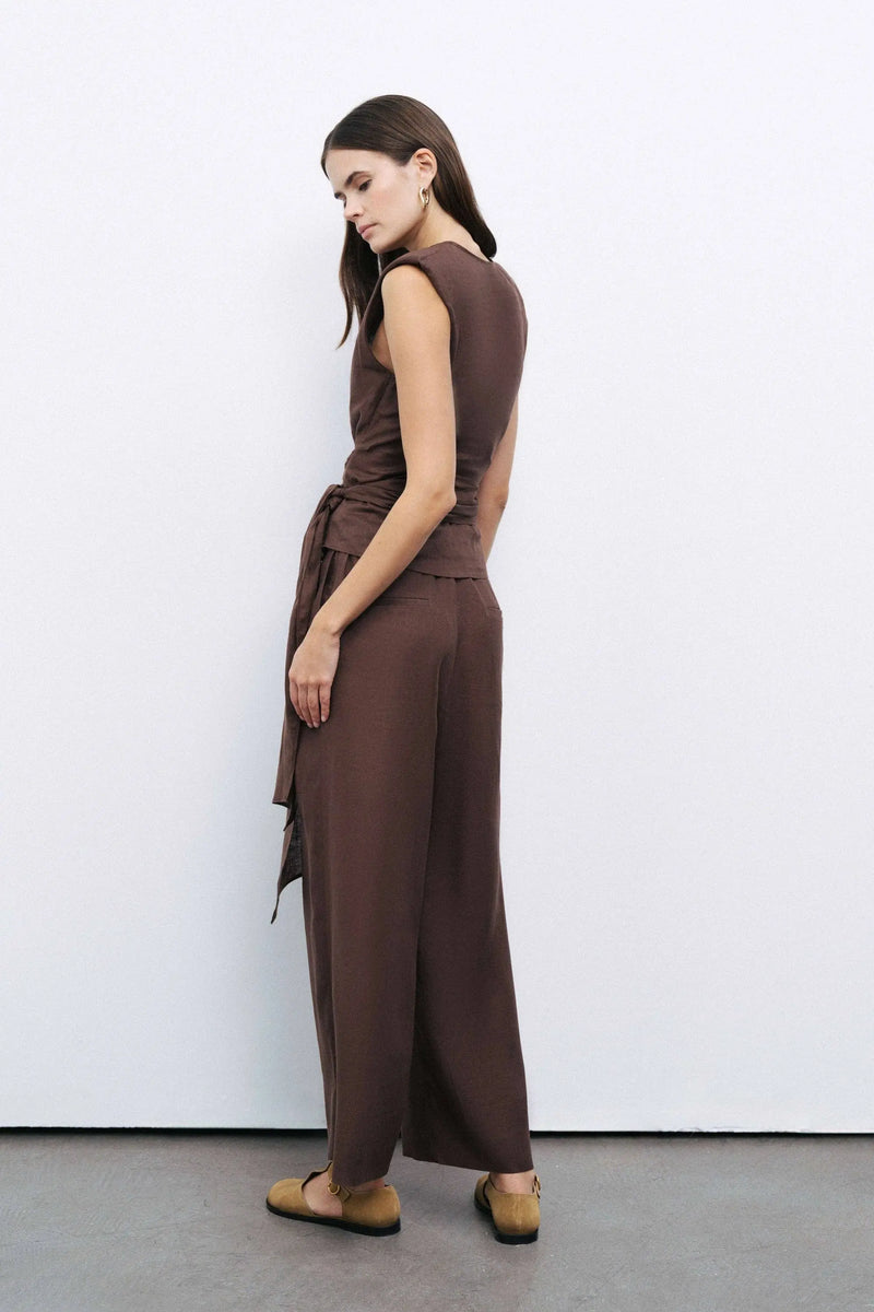Waist Accessory Detailed Blouse: Coffee / S NOCTURNE