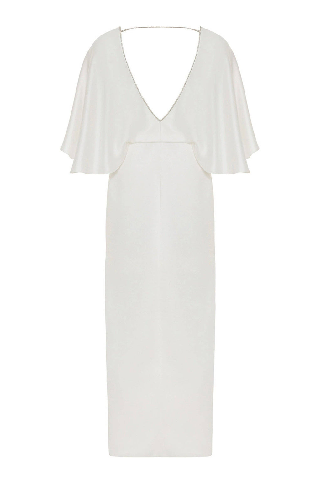 Embellished V-Neck Dress: Ecru / M NOCTURNE