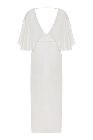 Embellished V-Neck Dress: Ecru / M NOCTURNE