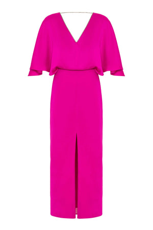 Embellished V-Neck Dress: Ecru / M NOCTURNE