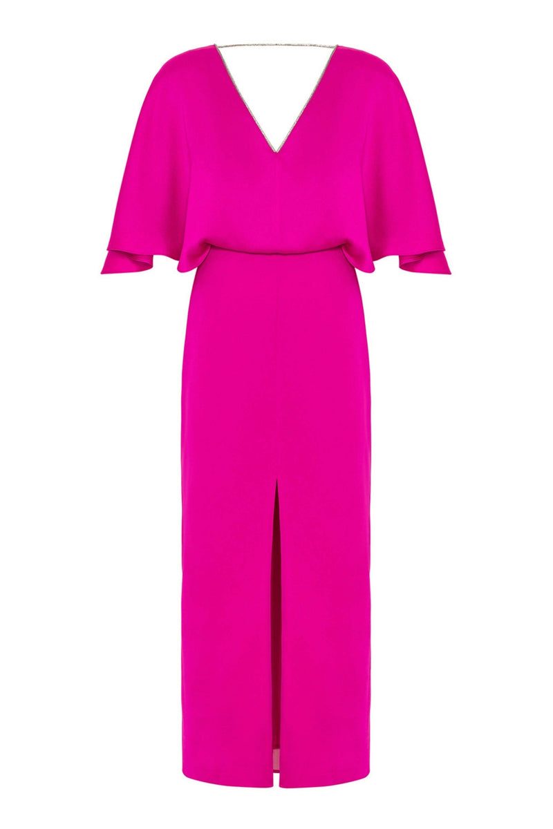 Embellished V-Neck Dress: Ecru / M NOCTURNE