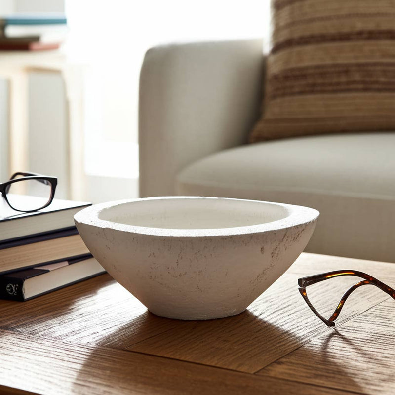 Terracotta Artisanal Tapered Rough Bowl - White, 10 in. Sagebrook Home
