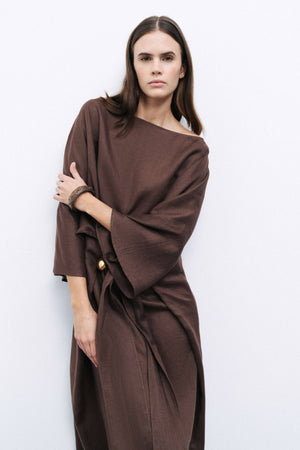 Accessory Detailed Midi Dress: Coffee / M/L NOCTURNE
