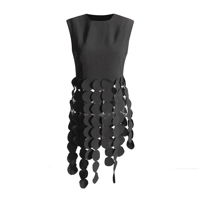 TP020 Summer Elegance: Sleeveless Tassel Top: Black / English / L Productseeker