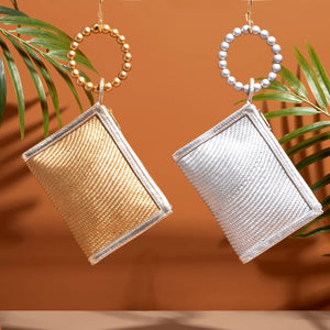Gold Woven Straw Resort  Wristlet Clutch Pouch | Summer 2025 Soli & Sun