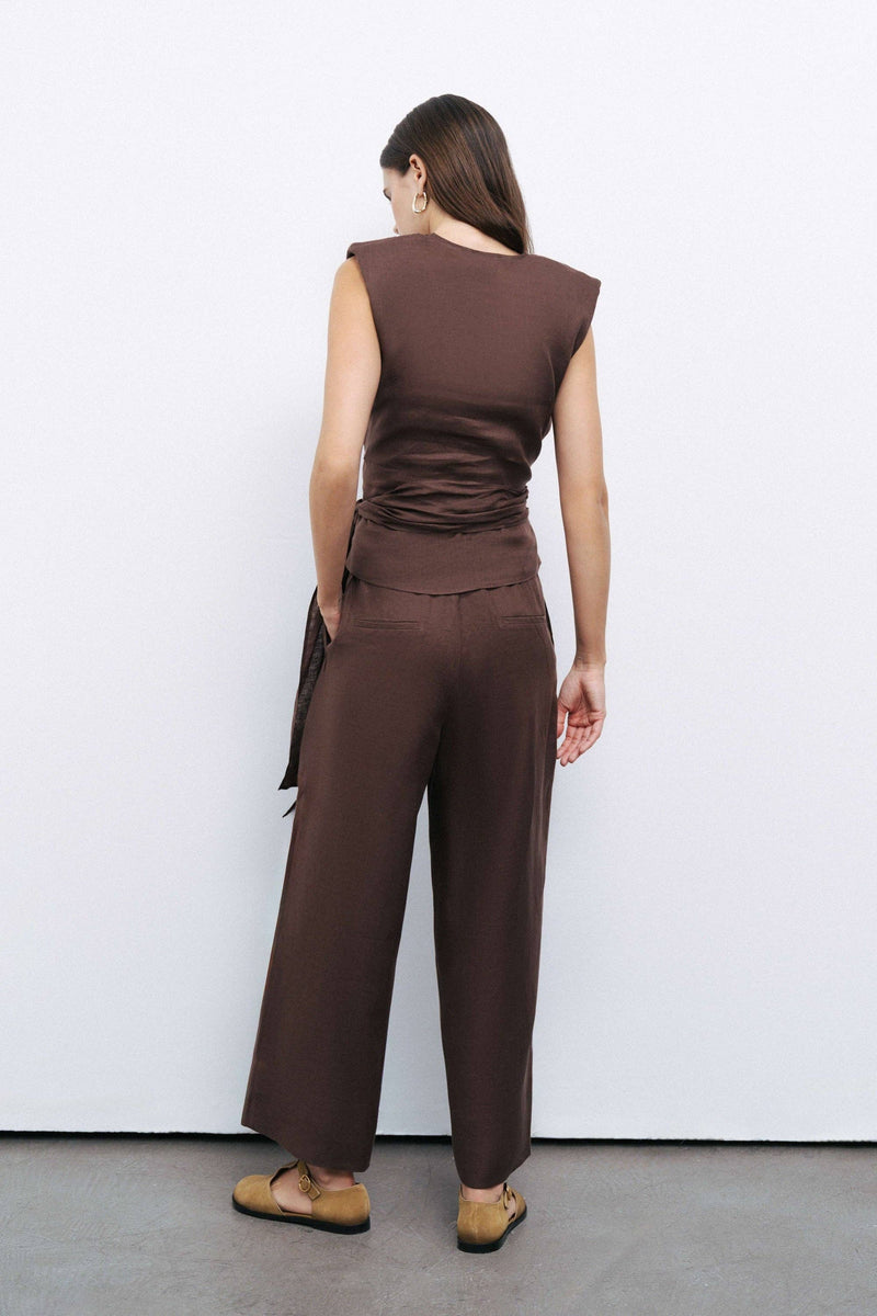 Waist Accessory Detailed Blouse: Coffee / XL NOCTURNE