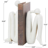 Contemporary White Polystone Bookends Set UMA Home Decor