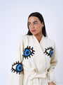 One Size Woman’s Organic Blue Evil Eye Kimono robe